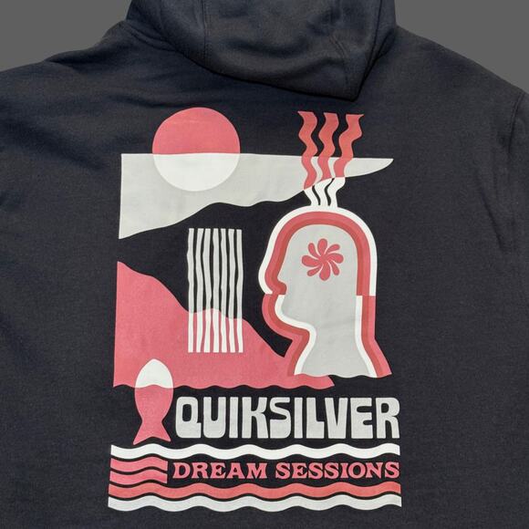 Quiksilver Dream Sessions Hoodie Black Size M NWT $80 MSRP Cotton Blend - Picture 6 of 8